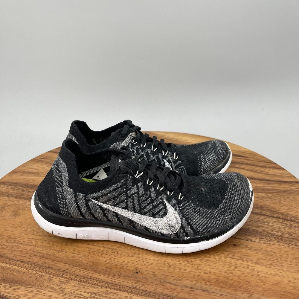 Nike Free 4.0 Flyknit Oreo Shoes Womens 7 Black White Running Athletic Sneaker